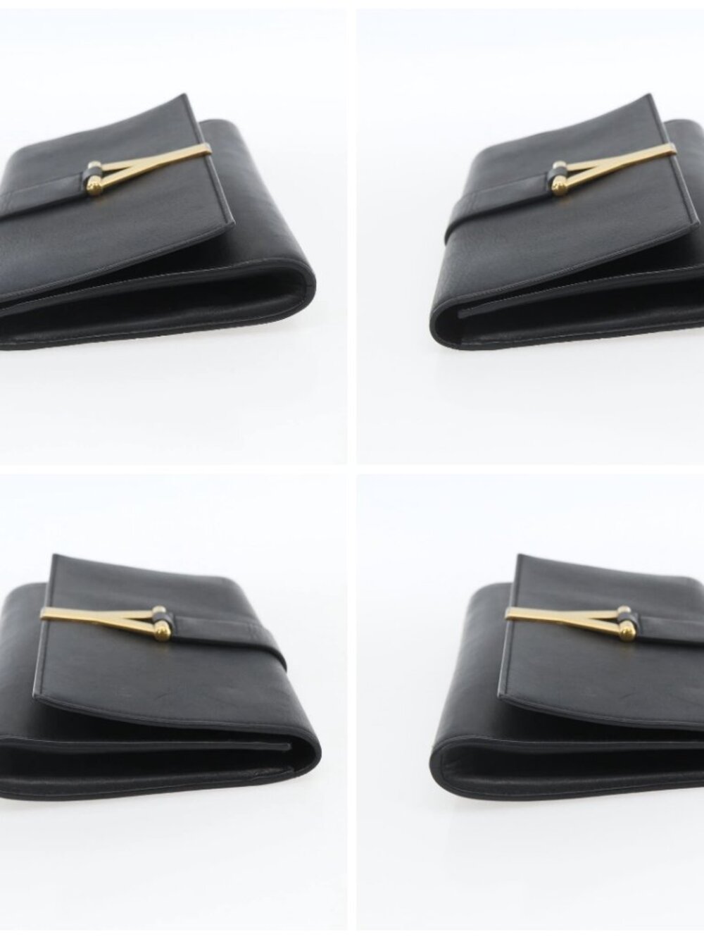 SAINT LAURENT Clutch Bag Leather Black Gold Auth ka1261 - Picture 16 of 16